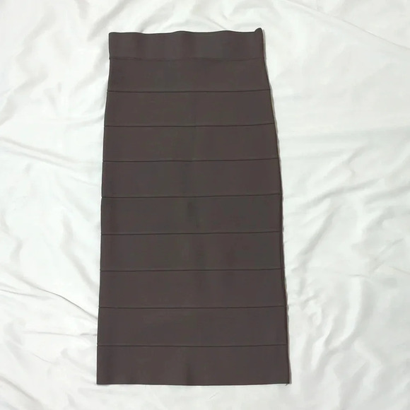 BCBGMAXAZRIA Leger Knit Bandage Pencil Skirt, Color Dark Fatigue Size XXS - Picture 1 of 12